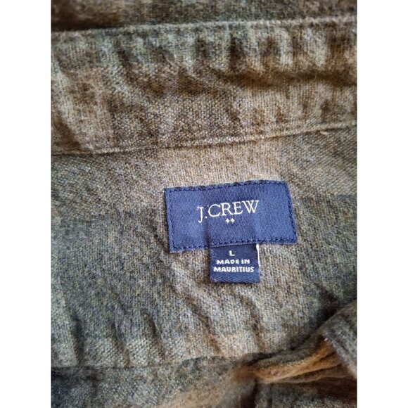 J.Crew Plaid Flannel Shirt Mens Green Large Elbow Patches - Picture 3 of 7